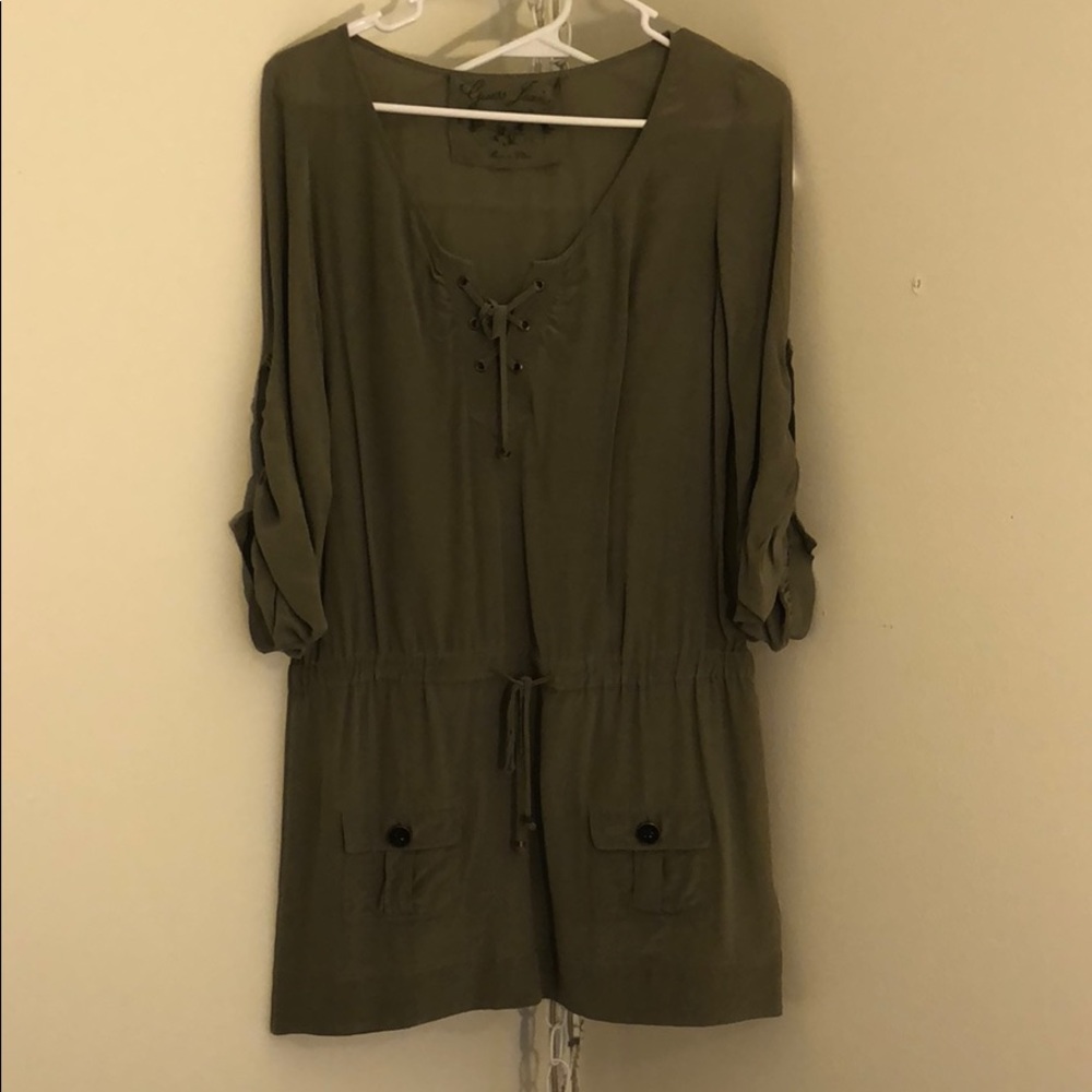 Guess Olive Silk Cargo Dress - Size 3